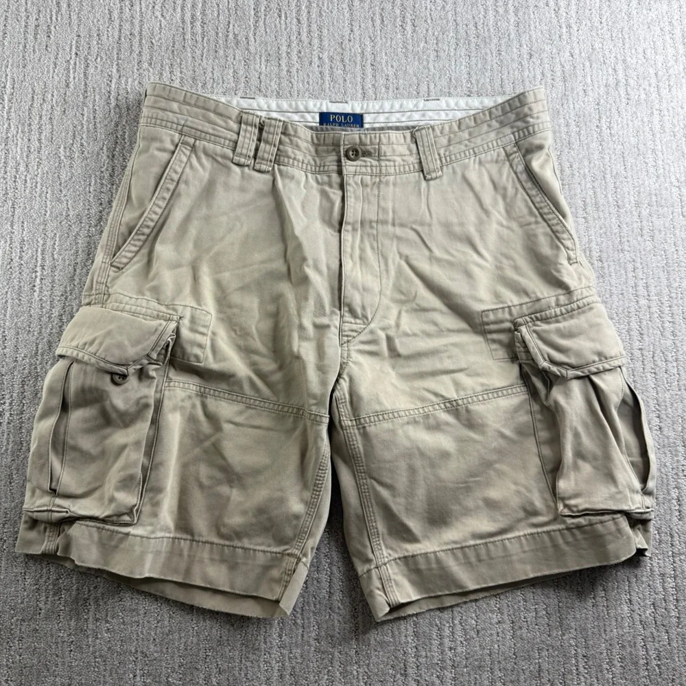 Polo Ralph Lauren Classic Polo Chino Cargo Shorts Mens Size 36 Tan Beige